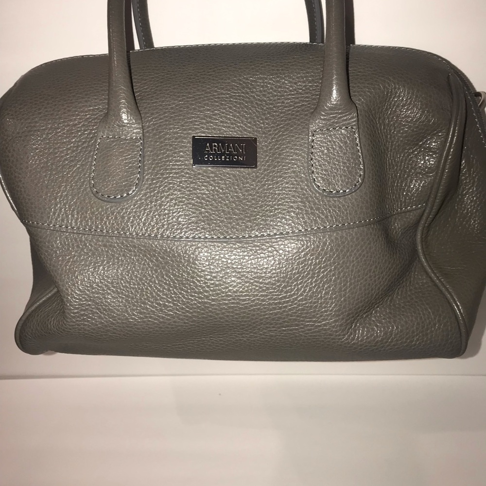 Armani Collezioni Gray Leather Handbag